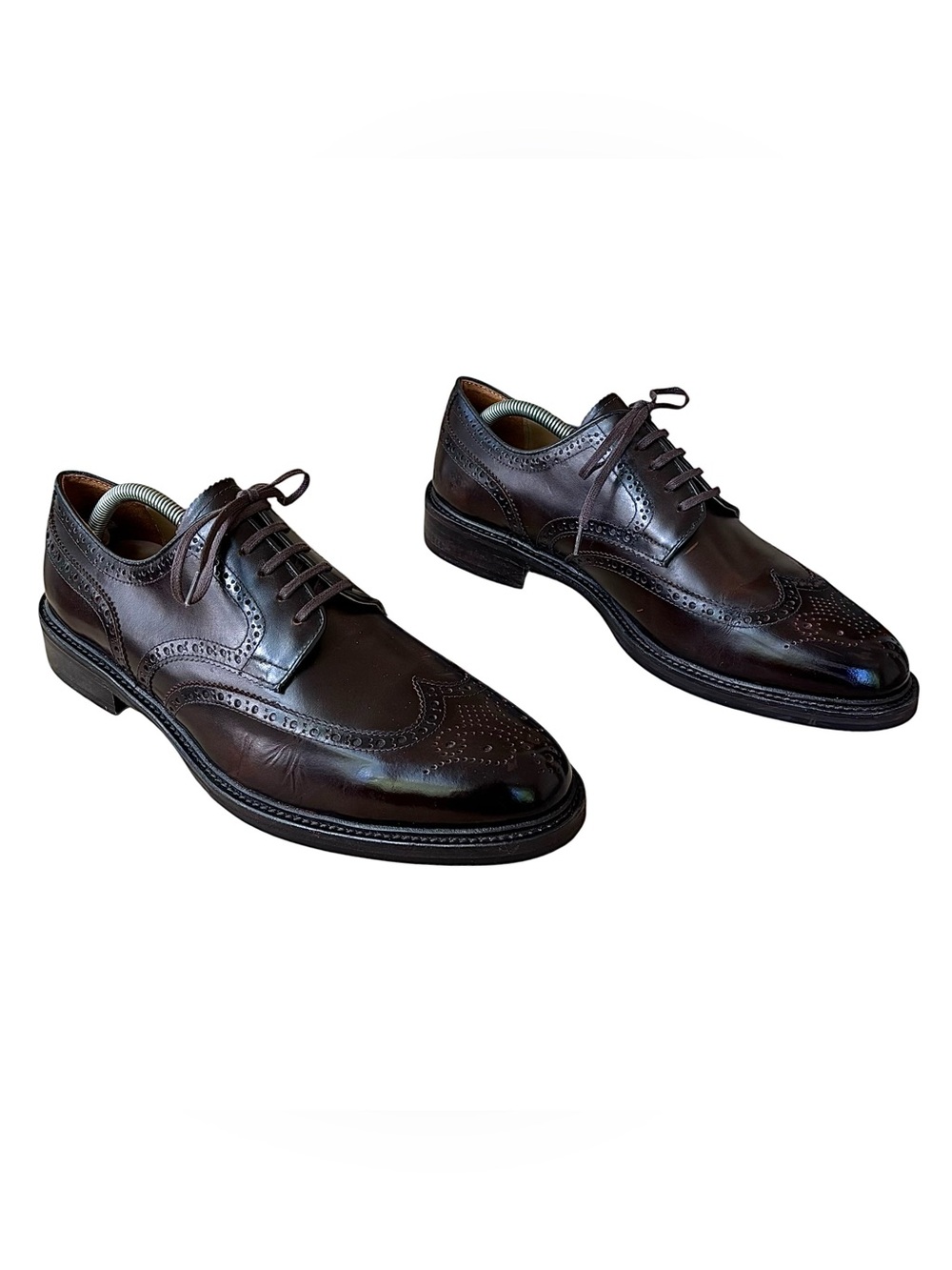 LA CONTENTO Brown Patina Wingtip Derby Shoes